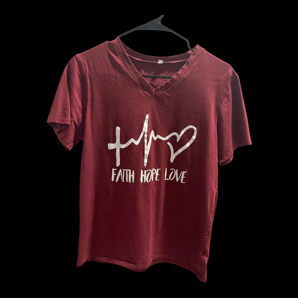 Maroon faith, hope, love t-shirt